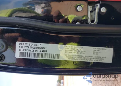 2021 Dodge Charger Scat Pack Widebody Rwd z USA, uszkodzony, nr VIN 2C3CDXGJ1MH577702